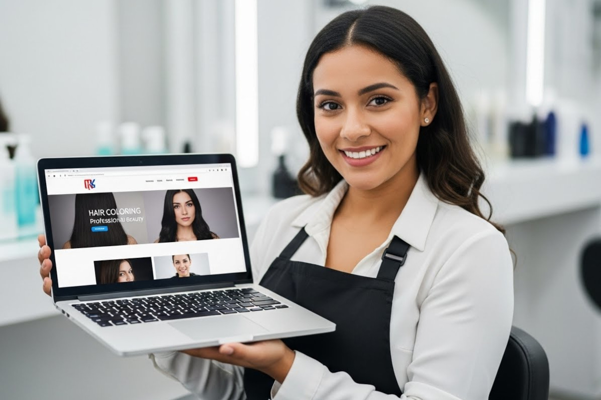 Emprendedor mostrando su sitio web creado con OSORED